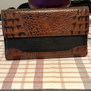 Brahmin Brown and Black Crocodile Embossed Wallet